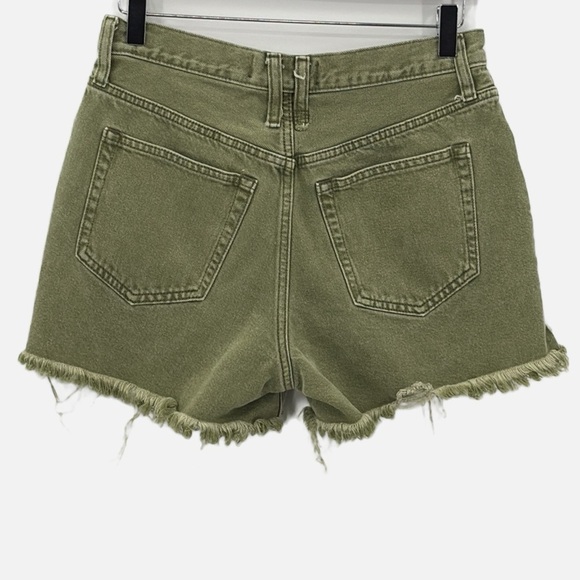 We The Free Makai Button Fly Cotton Denim Cut Off Shorts in Olive Green -Size 28 - Picture 4 of 10